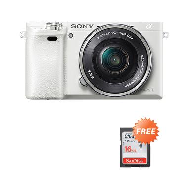 Sony Alpha A6000 Kit 16-50mm Kamera Mirrorless - Putih