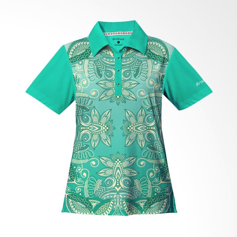 Jual Svingolf Batik Lotus Polo  Green  Mint Baju  Golf Wanita 