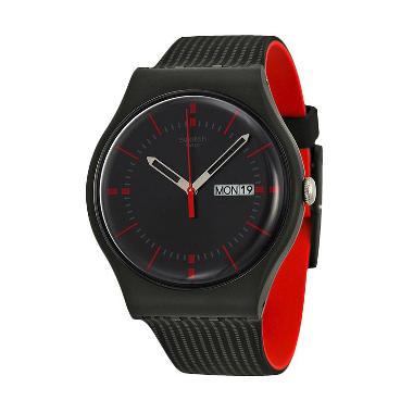 Swatch Gaet Black Dial Red and Black Silicone SUOB714 Jam Tangan Pria Black