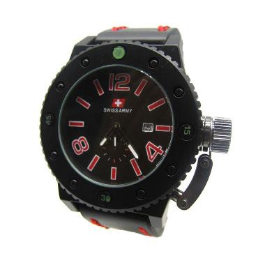 Swiss Army SA UBOAT Jam Tangan Pria - Black Red Black-Black