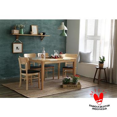 The Olive House Rumania Meja Makan 4P Kursi Cookie - Top Chess