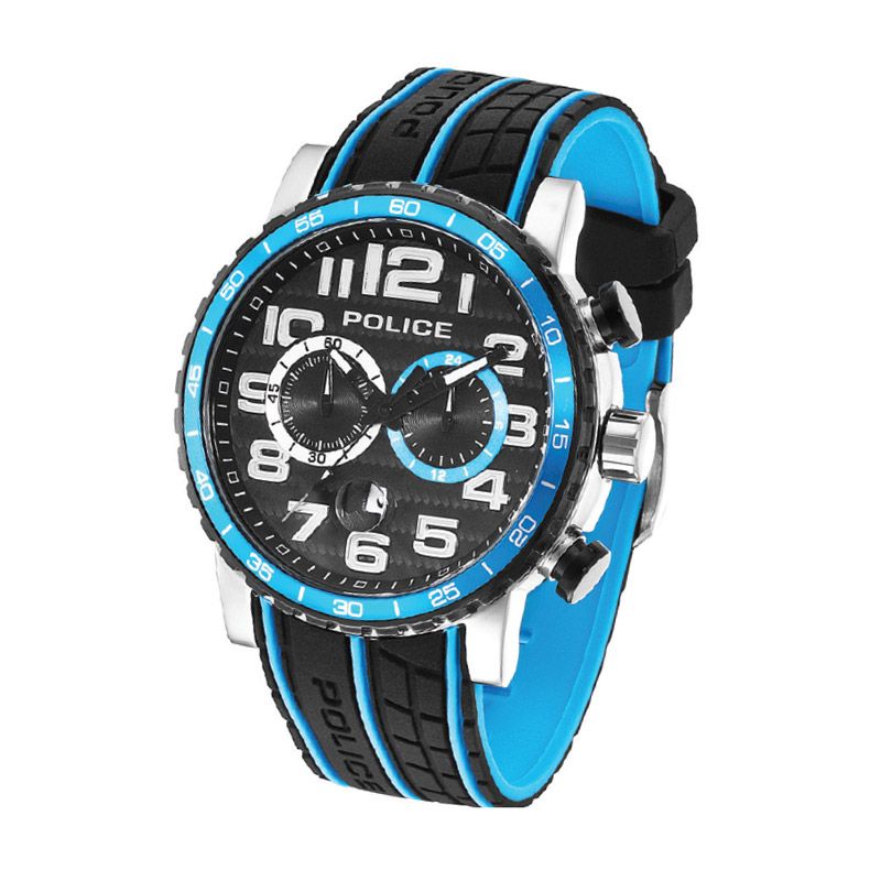 Police Power Slide Black Blue Jam T ...