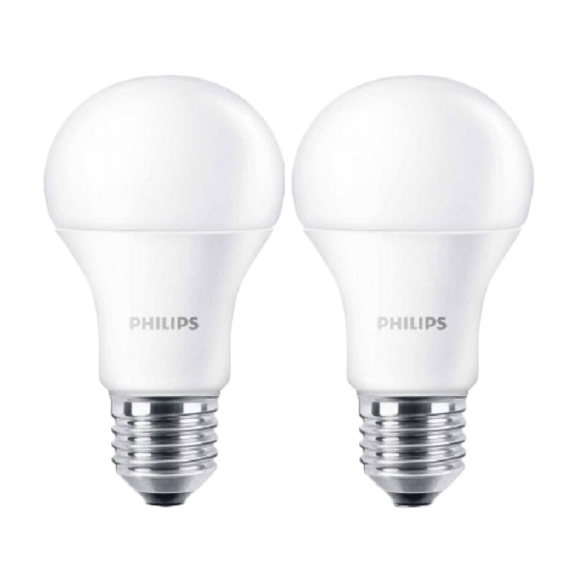 Philips LED Bulb A60 Putih Lampu [9 Watt/2 Pcs]