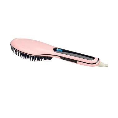 Brush Hair Straightener - Catok Sisir Listrik Pelurus Rambut Bonding 2 in 1 # elona babybliss philips revlon panasonic sayota techno elov Pink - Pink