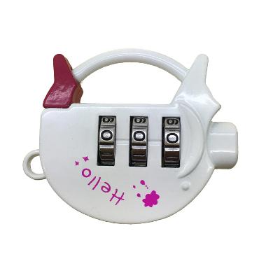 Gembok Koper Kecil Mini Kombinasi 3 Digit Coded Luggage Padloc Putih