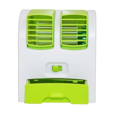 Tokuniku Twin Double Mini Fan AC Portable with Parfum - Hijau