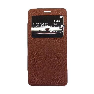 Ume Enigma Coklat Flip Cover Casing Lenovo A6000 or A6000 Plus