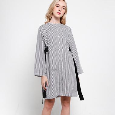 Slovv Stripes Panel Dress PS-MS001D - White Grey Stripes
