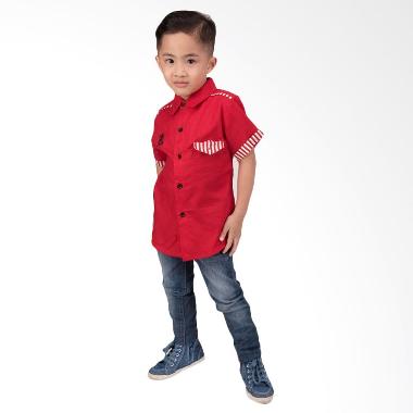Unico Logo London Merah Kemeja Anak Laki-Laki