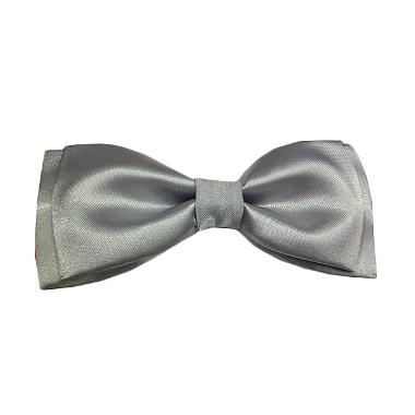 Dasi Kupu Kupu Polos Dark Silver 2 Layers Abu Semua Ukuran Dark Grey