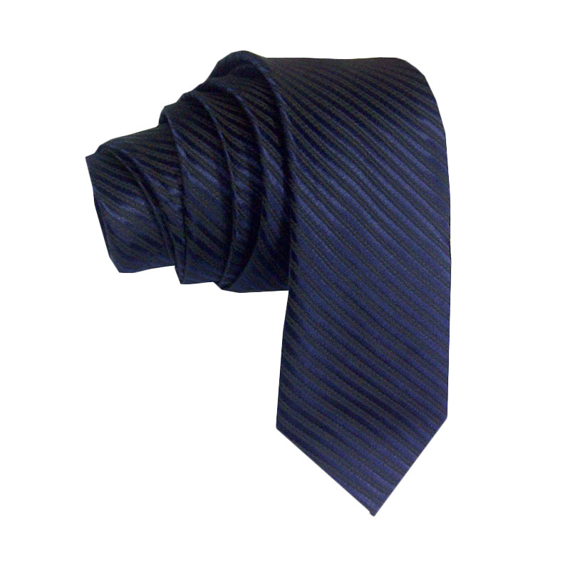Dasi polos motif garis slim 2 inch biru tua - navy blue Semua Ukuran Navy