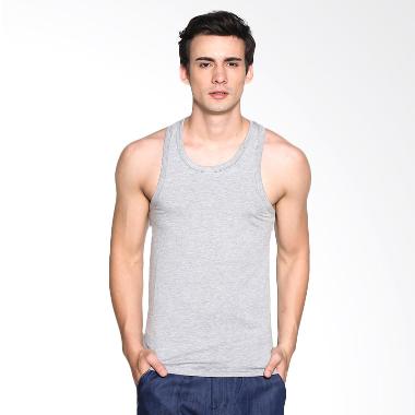 VM Kaos Polos Basic Spandek Stretch Singlet - Abu Muda Semua Ukuran Light Grey