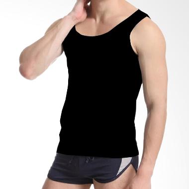 VM Kaos Singlet Polos Katun - Hitam Simple