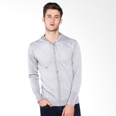 VM Sweater Rajut Zipper Knit Cardigan - Abu Muda Semua Ukuran Abu - abu