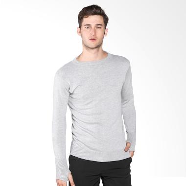 VM Sweater Rajutan Polos Basic Oblong Panjang Atasan Pria - Abu Muda Semua Ukuran Abu - abu