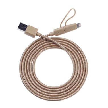 Zikko 2 in 1 Lightning & Micro USB Gold Data Cable [1.5 meter]
