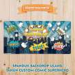 Jual Spanduk Backdrop Pesta Ulang Tahun Anak Tema Comic City di Seller alaminsouvenir - Kota