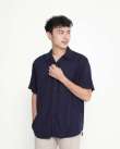 Promo Kemeja Unisex Erigo Short Shirt Gribson Rayon Navy - M - M Diskon