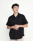 Promo Kemeja Unisex Erigo Short Shirt Jazlyn Rayon Black - M Diskon 14%